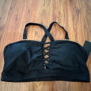 NWT Daci Black bikini top padded crisscross center size 16 xl